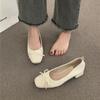 With skirt high heels single shoes flat shoes evening gentle commute bow autumn French women's shoes