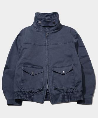 Placestudioman Cut-Out Two-Way Single Collar Pocket Oversized Blouson Zip-Up Strap Jacket [Blue]