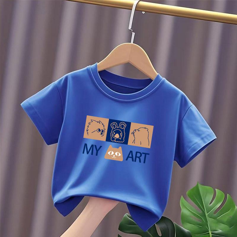 Trendy Graffiti Cartoon Printed Pure Cotton Children's T-shirt Loose Casual Trendy Cool Parent Child Short Sleeve 2026 New Style