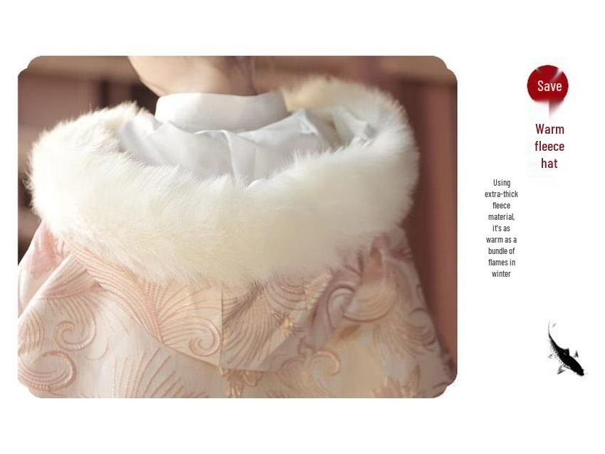 Mädchen Kapuzen-Hanfu-Umhang - Warmer Herbst/Winter Prinzessinnen-Schal im chinesischen Stil