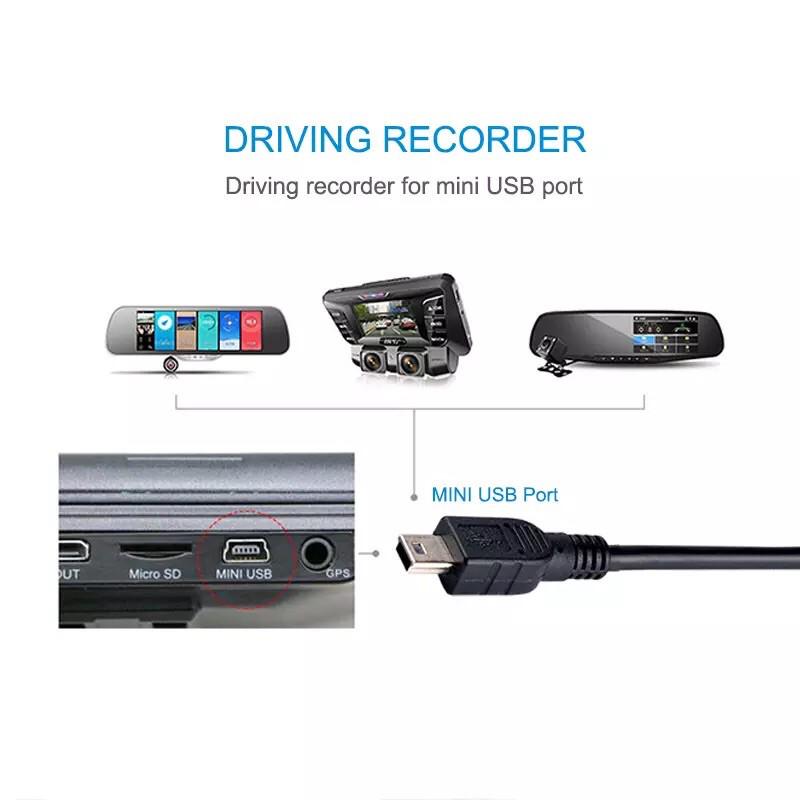 Black USB 2.0 A to Mini 5-Pin B Charging Cable