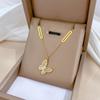 Fritillary Butterfly Personality Minimalist Wind Furnace Real Gold Necklace Female Collarbone Chain