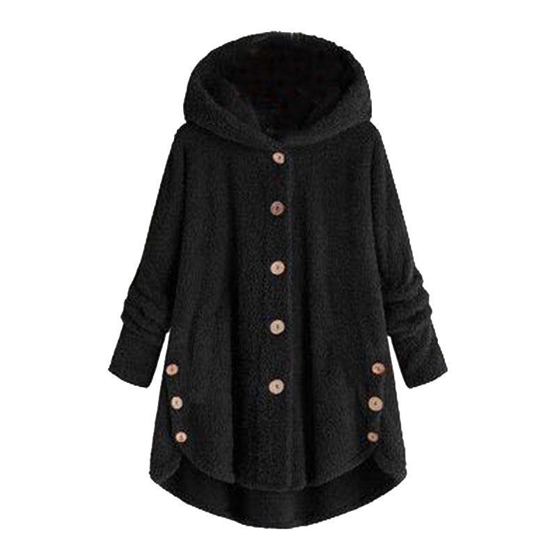 Cozy Women Winter Solid Fluffy Coat Overcoat With Button Jacket And Loose Sweater