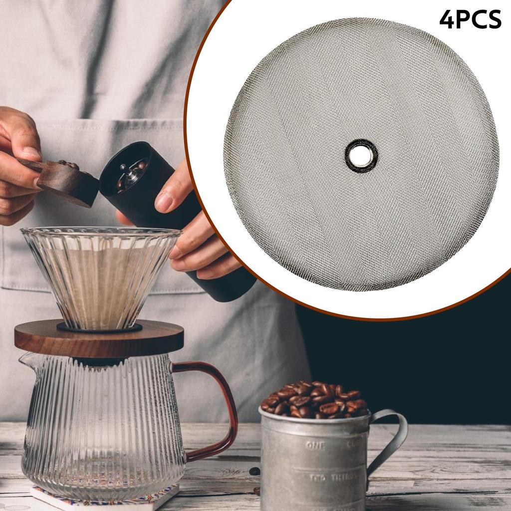 4Pcs Stainless Steel French Press Filter Mesh Filter Replacement for 350 1000 1500ML Espresso Machine Coffee Pot Mesh Filter