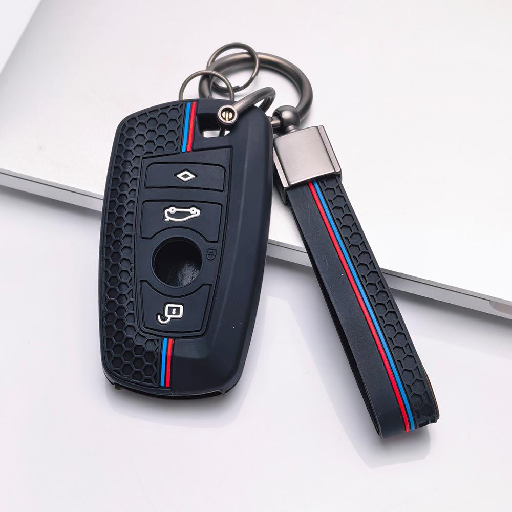 Key Case Cover for BMW F20 F22 F30 F31 F32 F33 F34 F36 with Keychain Anti-Scratch Guard Shockproof Protection Soft Grip Texture Dust Resistant Cover