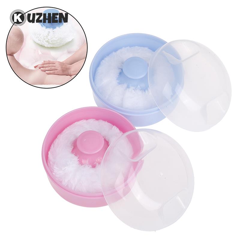 New High Quality Baby Soft Face Body Cosmetic Powder Puff Talcum Powder Sponge Box Case Container 1PCS Wholesale