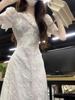 French Spicy Sweet Summer V-neck Princess Dress for Tall Women - Waist-Cinching Long Skirt