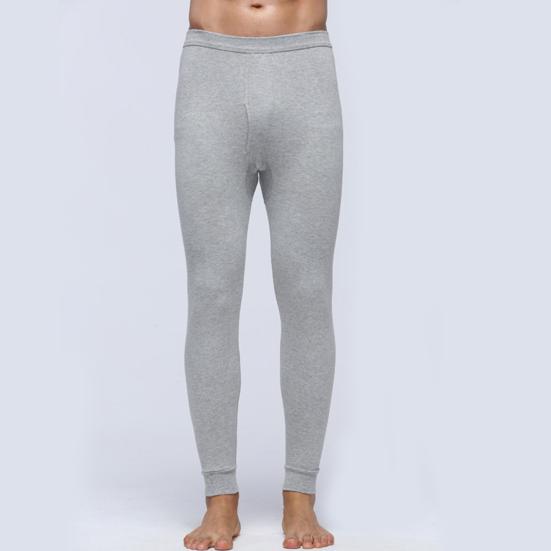 Yousheng Men Pants Elastic Waist Thermal Insulation Long Johns Solid Color Travel Work School Bottoming Trousers Pajamas Trousers