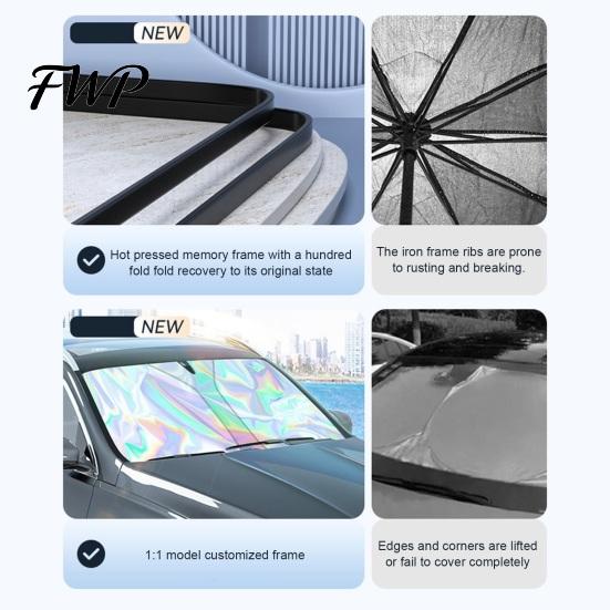 Hitzebeständige Sonnenblende für Auto-Windschutzscheibe mit reflektierender Folie, faltbar, hitzebeständig, tragbar, Fenster-UV-Schutz für die meisten Autos, SUVs, Sommer