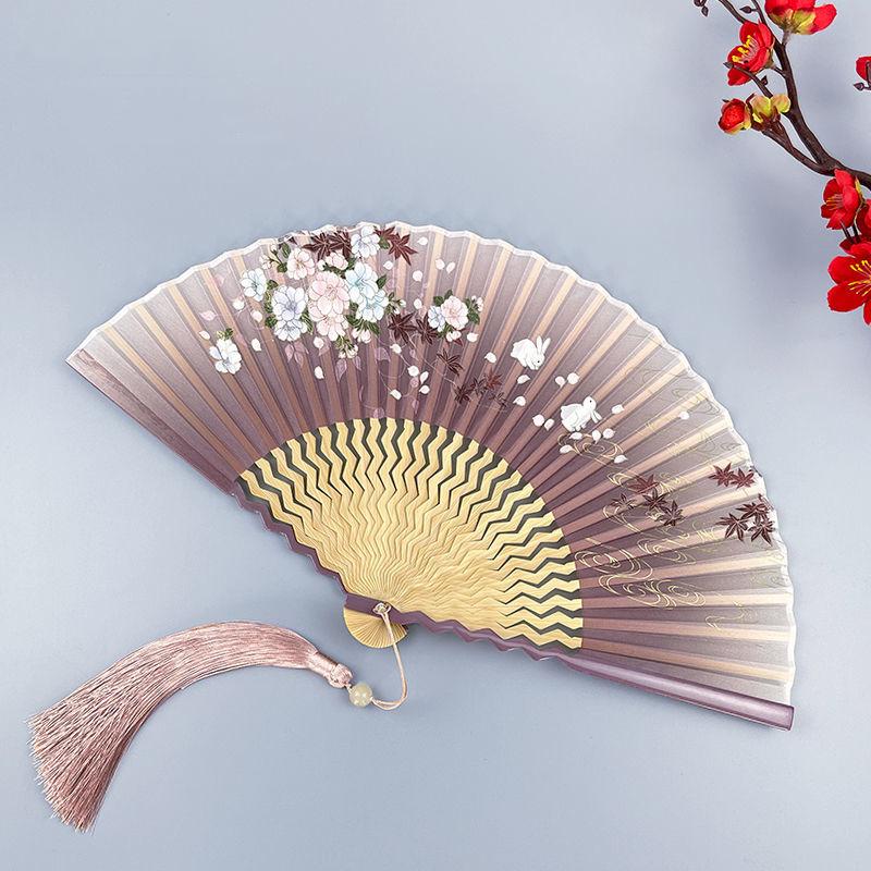 

Ancient Chinese Style Butterfly Bamboo Ribs Fan Hanfu Cheongsam Performance Dance Fan Summer Small Portable Folding Hand Fan