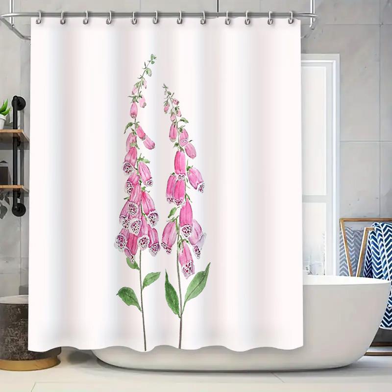 

Floral Shower Curtain Botanical Flower Pattern Bathroom Decor Vintage Nature Print Washable Liner Waterproof Home Textile W60H190(CM)-1 Pcs
