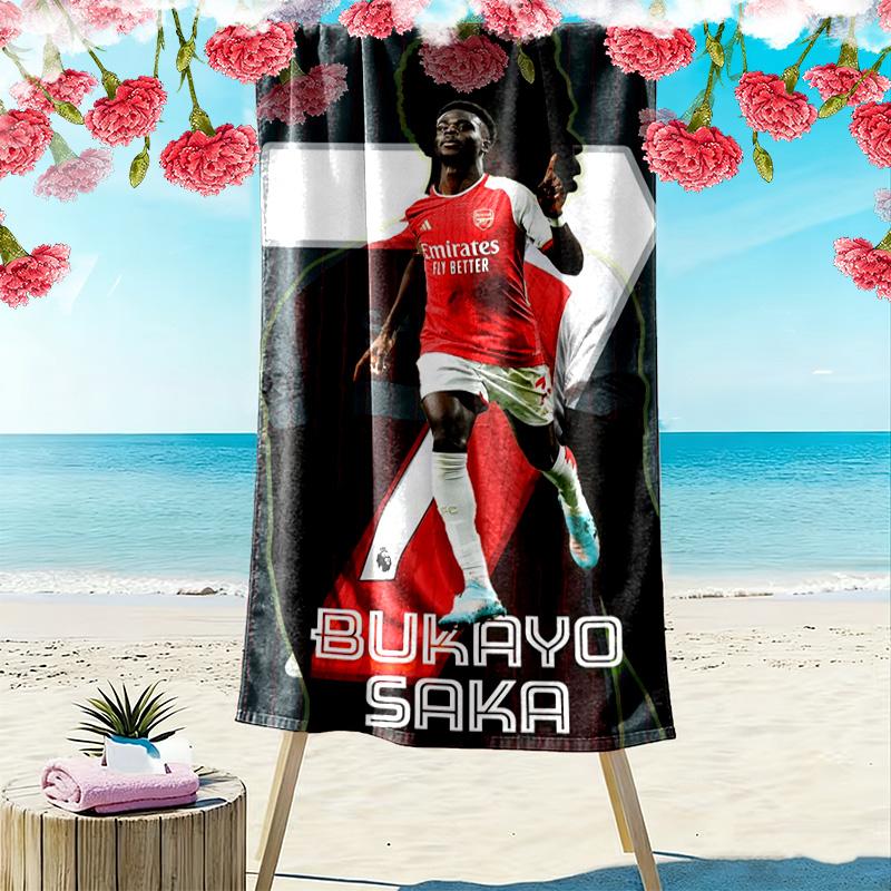Bukayo Saka Druck Strandtuch, Großes Weiches Schnelltrocknendes Handtuch für Strand Camping Schwimmen