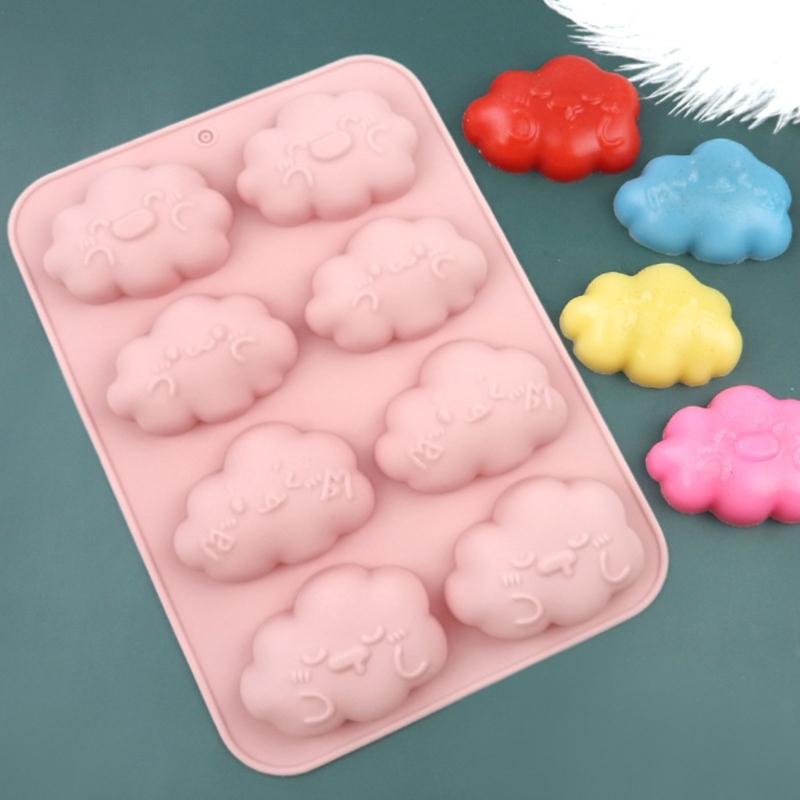 Multipurpose Cartoon Cloud Dessert Molds Effective Silicone Cloud Dessert Molds with 8 Compartments for Baking