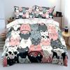 Cute Cartoon Cat Pattern Bedding Set For Kids Luxury Gift 3Pcs Digital Print Comforter Set Soft Comfortable Breathable