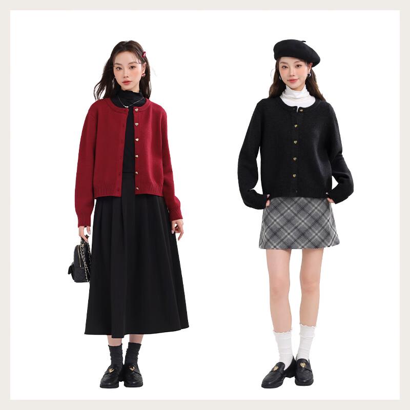 MJ STYLE Women's Round Neck Knit Sweater Cardigan