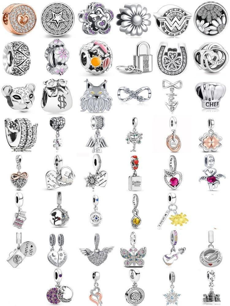 925 Silver Snake Leopard Beads Camera Flower Pendant Charm For European Bracelets DIY Jewelry Gifts