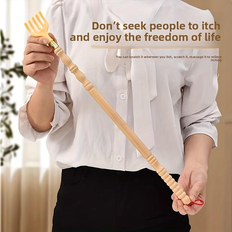 1PC Natural Wooden Long-handled Back Scratcher, No Chemical Added Self-massage Tool