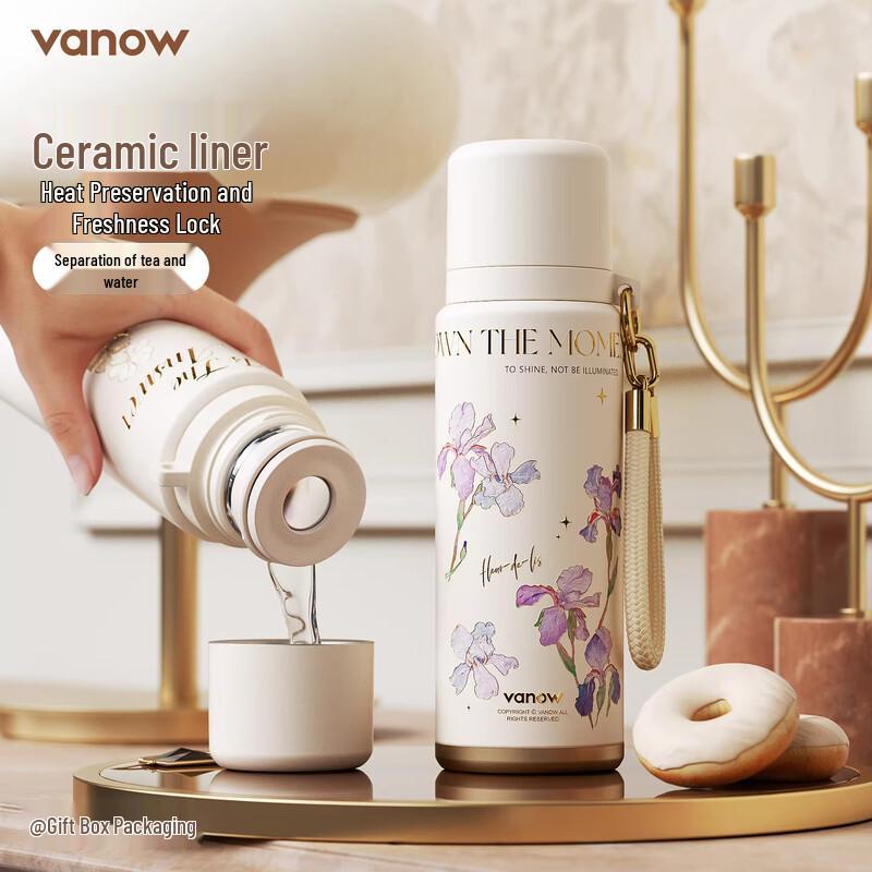 Vanow Ceramic Lined Tea Infuser Thermos Bottle 450ml