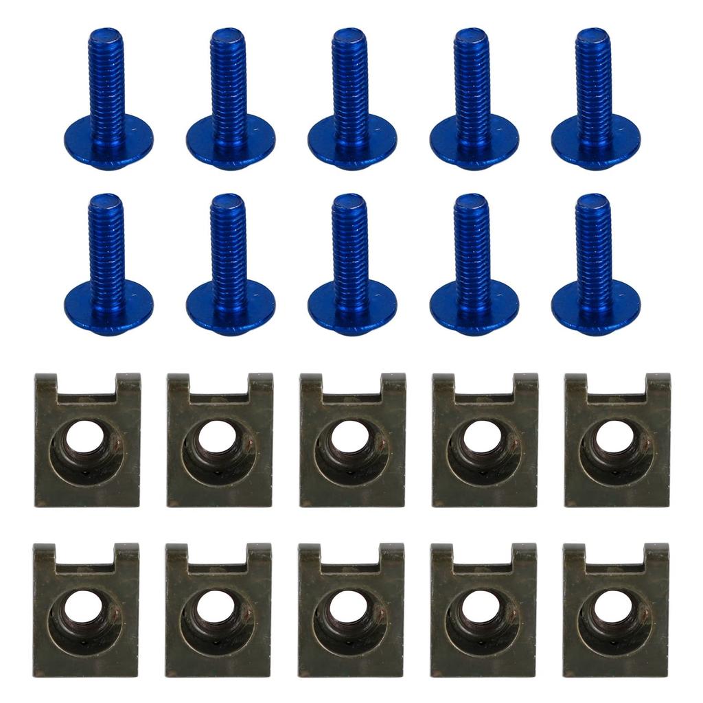 Bruce & Shark Motorcycle 10pcs M6x20mm Aluminum Screen Bolt Fairing Screen Screw Bolt Clip Kit (Blue)