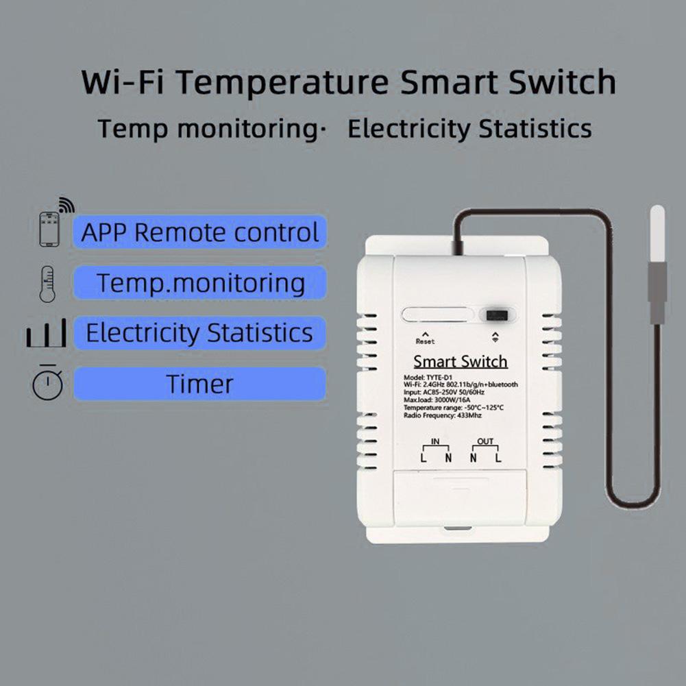 16A Smart Thermostat for For energy Monitoring with RF433 Technology and Mobile App Support for Real Time Temperature Control