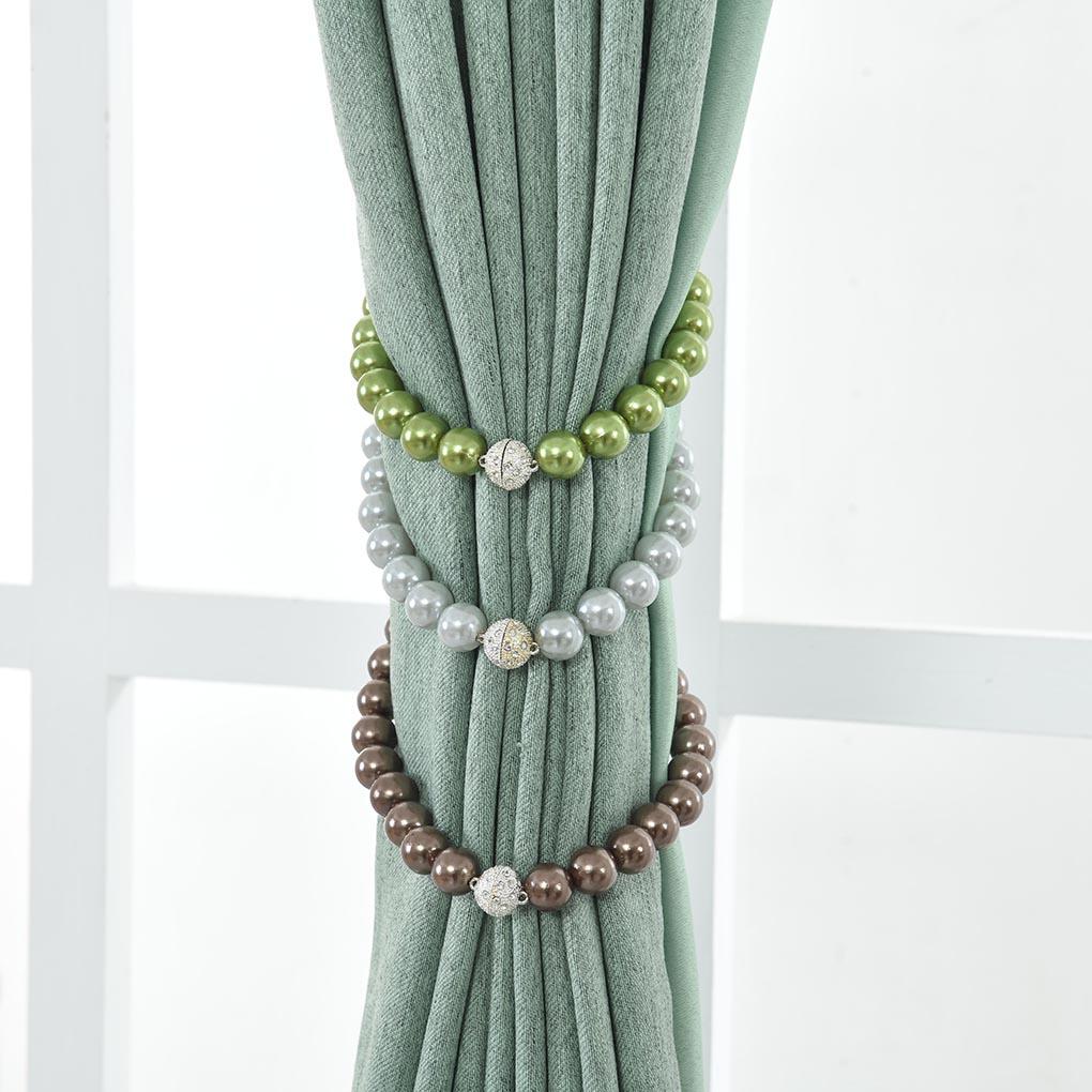 1X Magnetic Curtain Tiebacks Pearl Curtain Buckle Beaded Sparkle Hold Back Decor