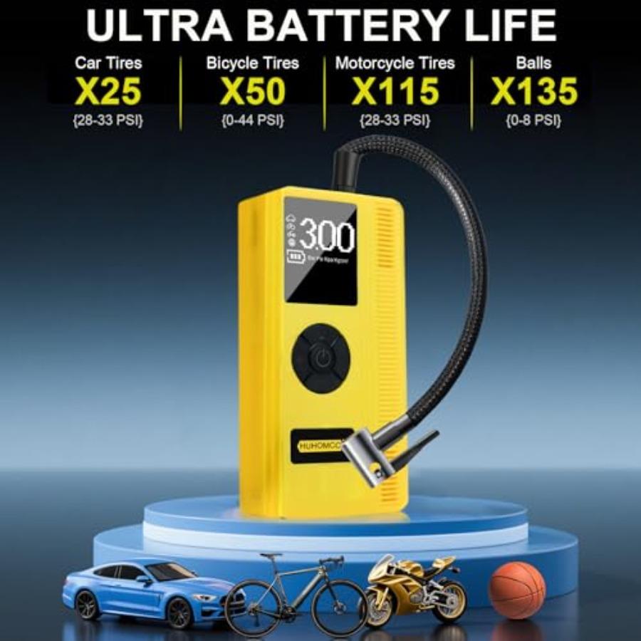 7-in-1 Portable Car Jump Starter with Air Compressor and Digital Tire Inflator 3000A 12V Power Pack for 9L Gasoline and 7L Dies