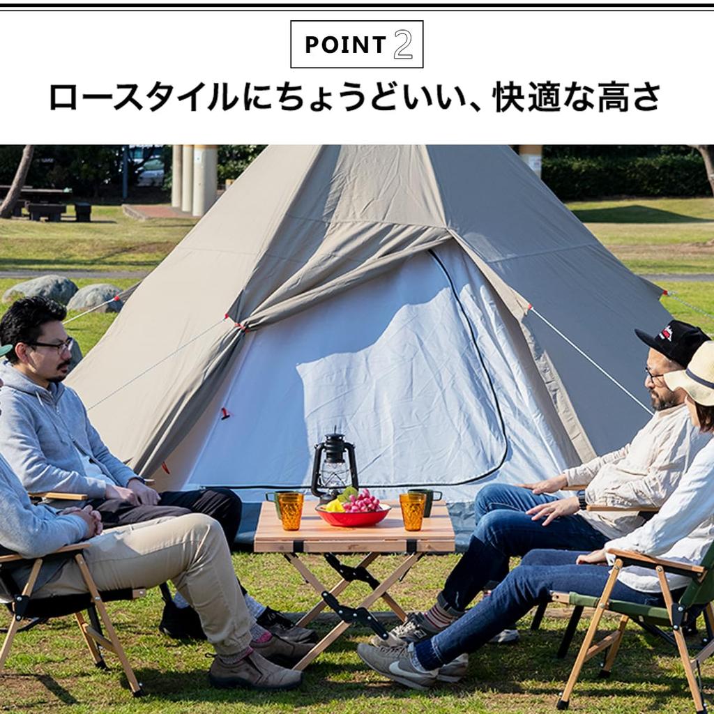 FIELDOOR Dřevěný stůl s rolovací deskou [Přírodní] Šířka 90 x Hloubka 60 x Výška 45 cm Přírodní dřevo Kompaktní skladování Snadná montáž Včetně úložné tašky Nízký stůl