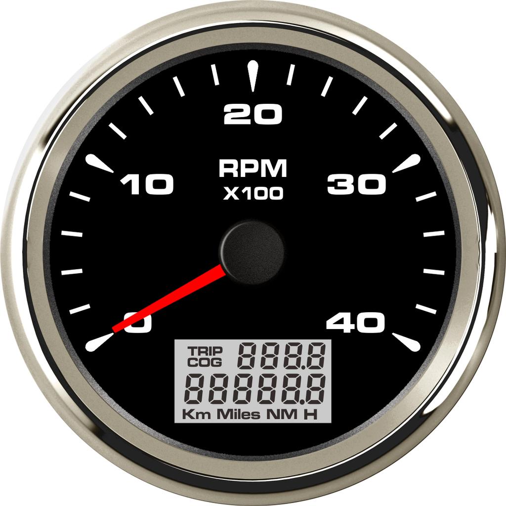 Universal 85mm Car Boat Tachometer Tacho Gauge 0-6000RPM 1-300 Speed Ratio Rev Counters with Trip Hour Meter 7 Colors