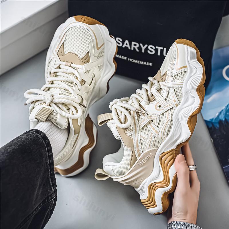 Fashion Men Breathable Mesh 2025 Summer New Collection Thick Soled Casual Shoes Versatile Comfortable Height Increasing Chunky sneakers