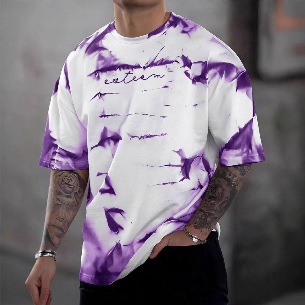 Herren 3D-Druck Rundhals Fitness-T-Shirt, Kurzarm