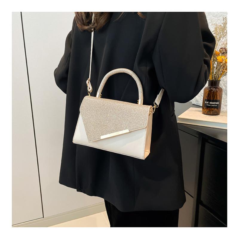 New Bling Rhinestone Faux Leather Shoulder Bag for Women, Chic Small Square Crossbody Purse, Sparkle Evening Handbag
