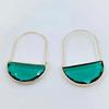 Vintage Green Crystal Semi Circle Earrings Gold Plated Geometric Earrings For Women