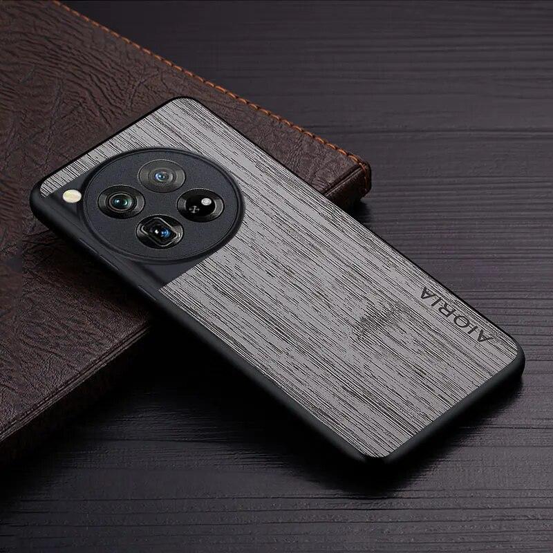 Pouzdro pro Oneplus 12 5G funda vzor bambusové dřevo Kožený kryt na telefon Luxusní coque pro pouzdro oneplus 12 capa