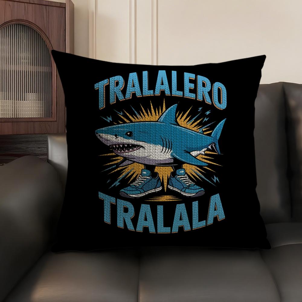 Itallan Brainrot Animal Cushion Cover Natural Linen Organic Fabric Double-Sided Printing Sofa Home Decor Gift Pillow Case