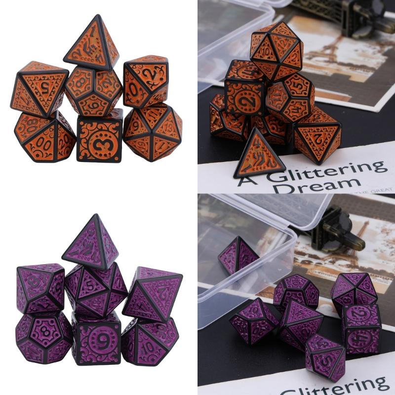 7Pcs/set Polyhedral Acrylic Dices Multiple Face Various Shape Digital Game Dices for Club Party Family Board Game Props