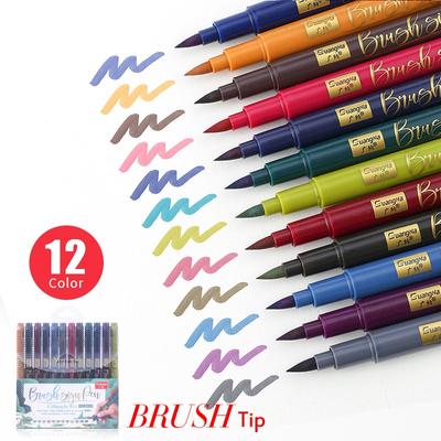 Set di 12 pennarelli per calligrafia a colori, pennarelli, per scrivere, per schizzi di artisti, disegni, illustrazioni ad acquarello, conti manuali