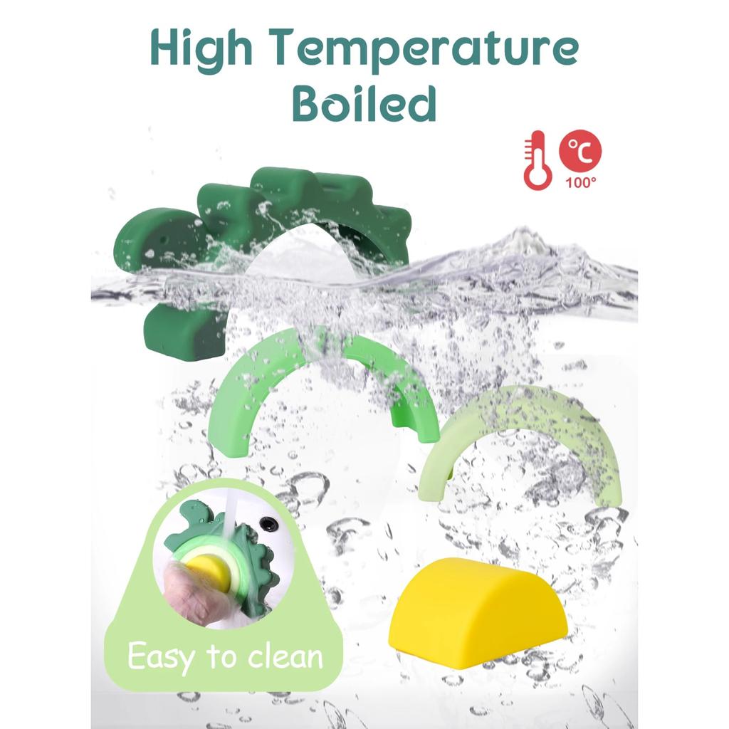 Babyspielzeug Silikonbaustein Silikonbeißring Rakete Weicher Block Lernspielzeug Montessori-Spielzeug Stapelbausteine