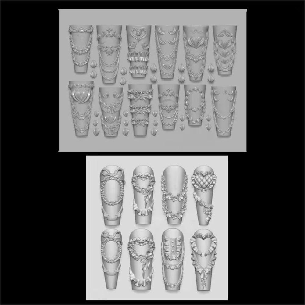 Stereoscopic Design Silicone Nail Mold Nonstick Surface 3D Nail Decoration Mold  Home Manicure