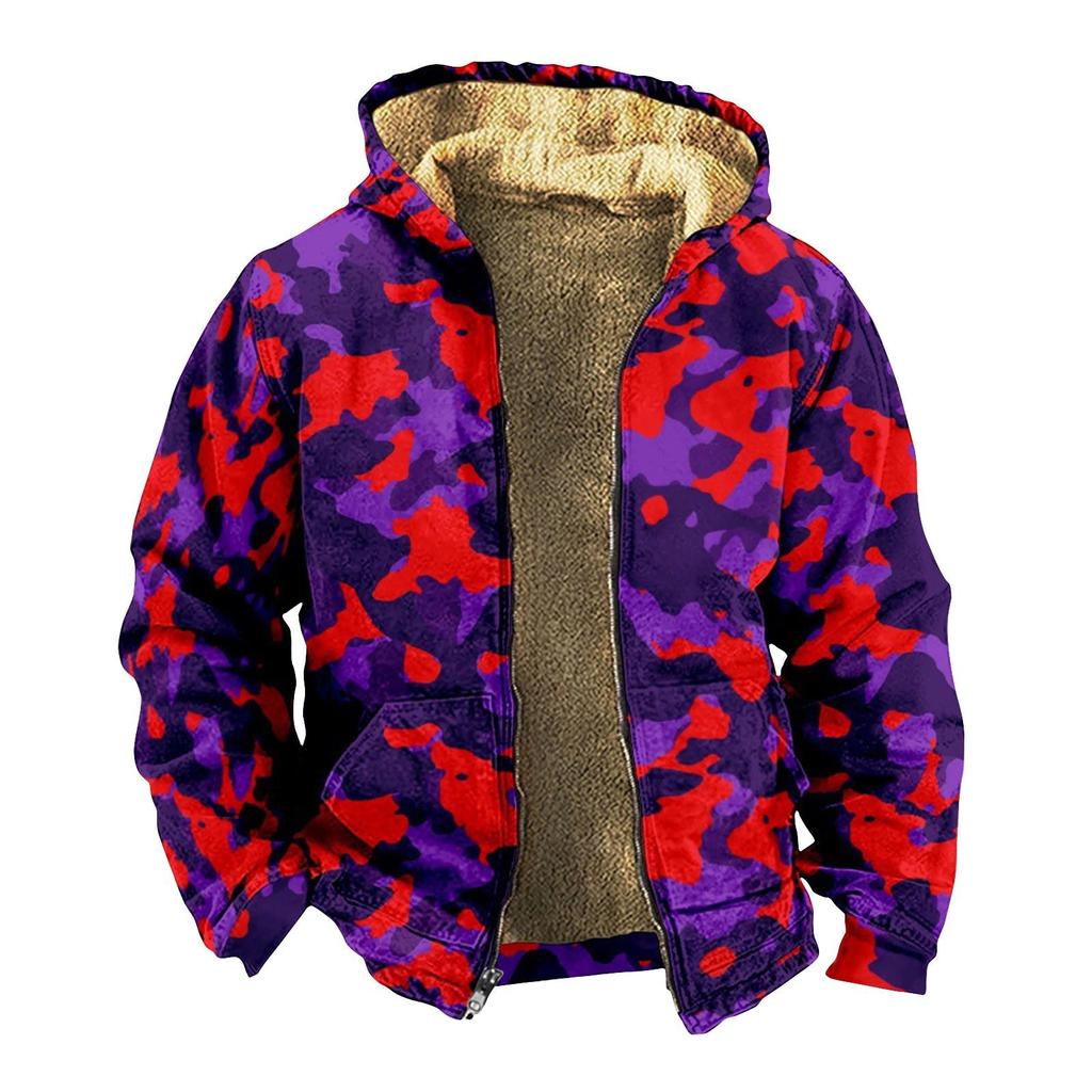 Herenjas met camouflageprint, casual lente- en herfsttrend, capuchonjas met rits