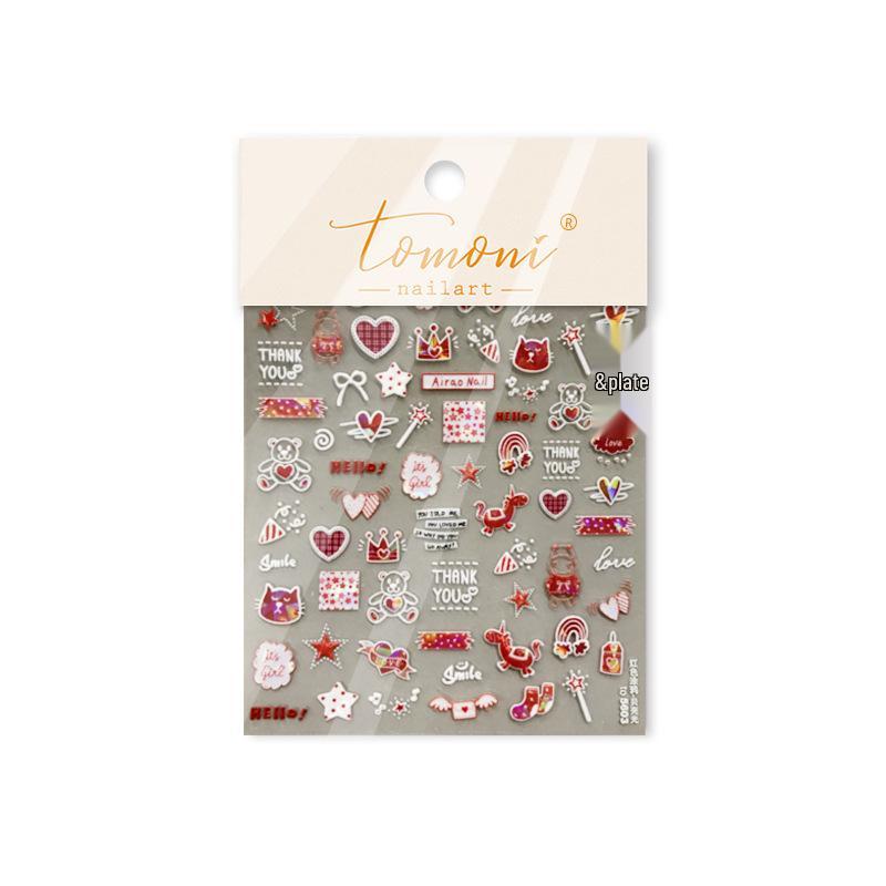 Tomoni x Ai Rao Red Graffiti Embossed Nail Stickers for Kids