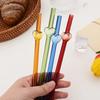 5Pcs Glass Straws Reusable Cute Heart Glass Straws 7.8 In*8mm Red Eco-friendly Glass Straws with 1 Cleaning Brush
