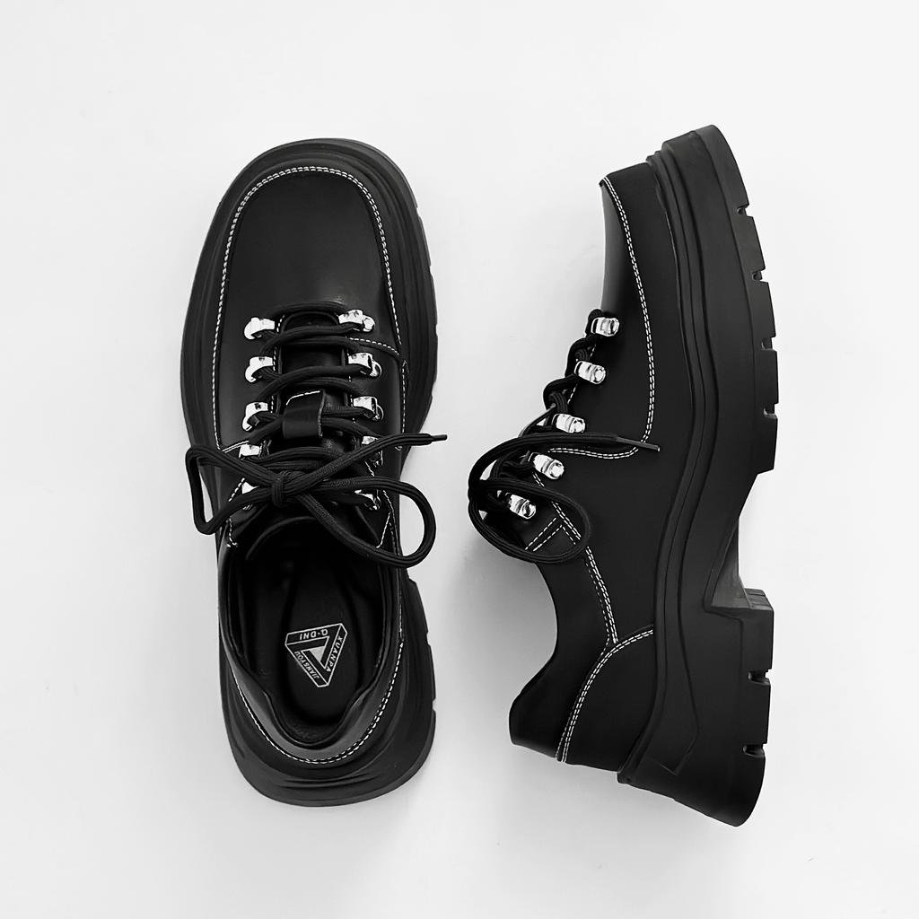 New Black Platform Business Shoes Men's Thick Soled Leather Shoes For Men British Style