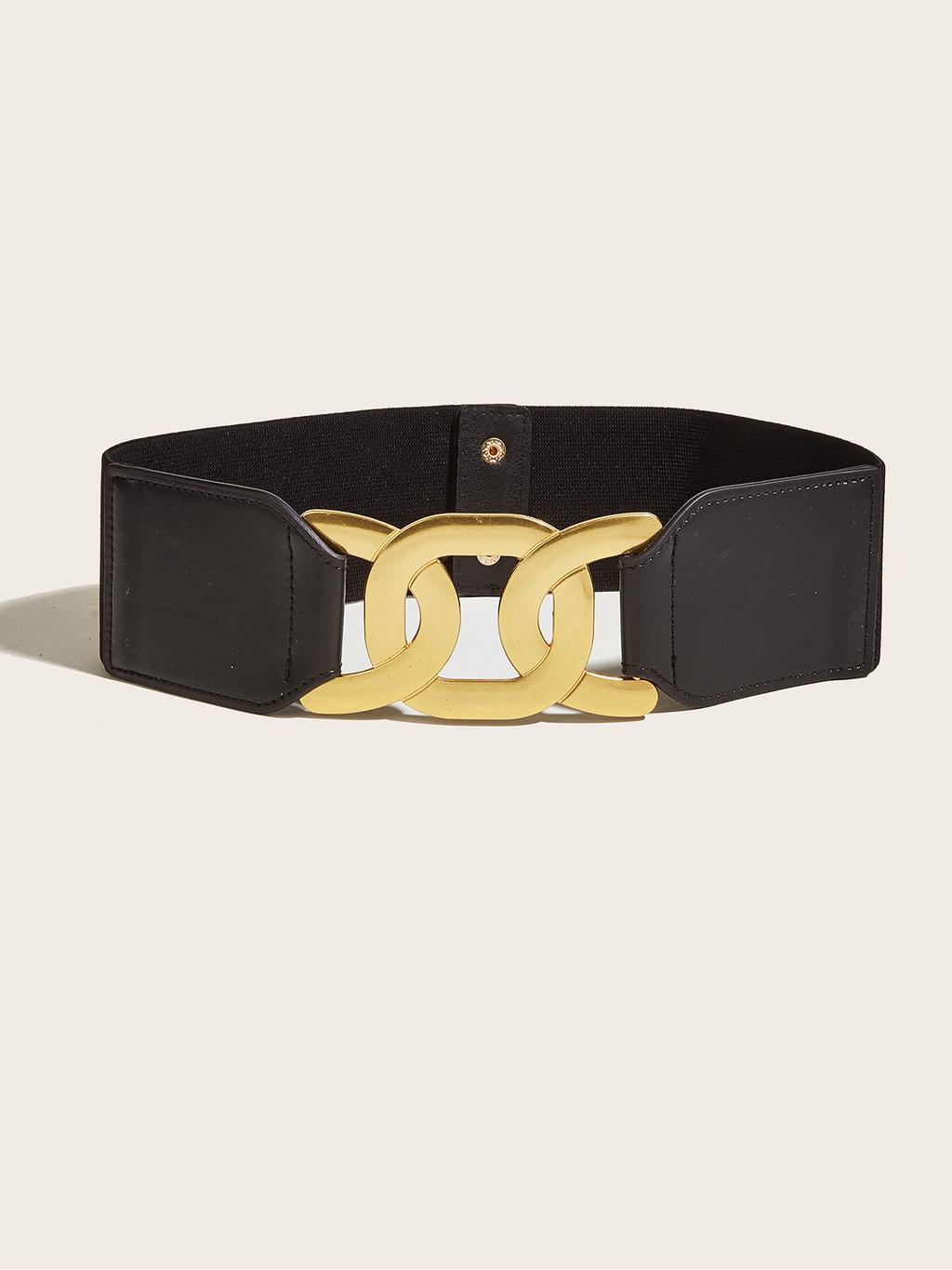 Trendy European And American Style Wide Belt For Women s Coat Dress Decor Elastic Waistband With Alloy Buckle