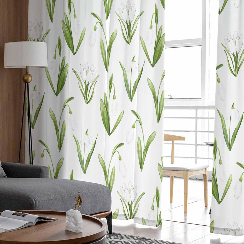 Tulpenblumen und Aquarellpflanzen Tüll-Fenstervorhänge für Schlafzimmer Luxuriöse Heimdekoration Vorhänge im Wohnzimmer Chiffon-Paneele