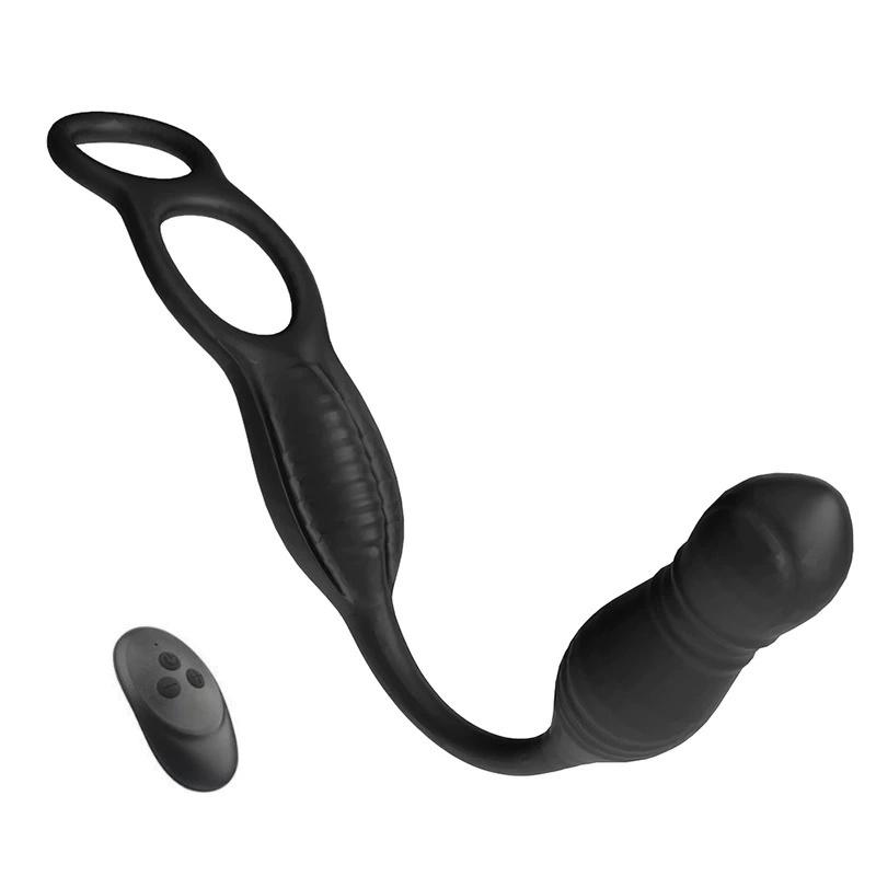 Telescopic Anal Vibrator Male Prostate Massager With Delay Ejaculation Penis Ring Buttplug Anus Vibrator Dildo Sex Toys For Men