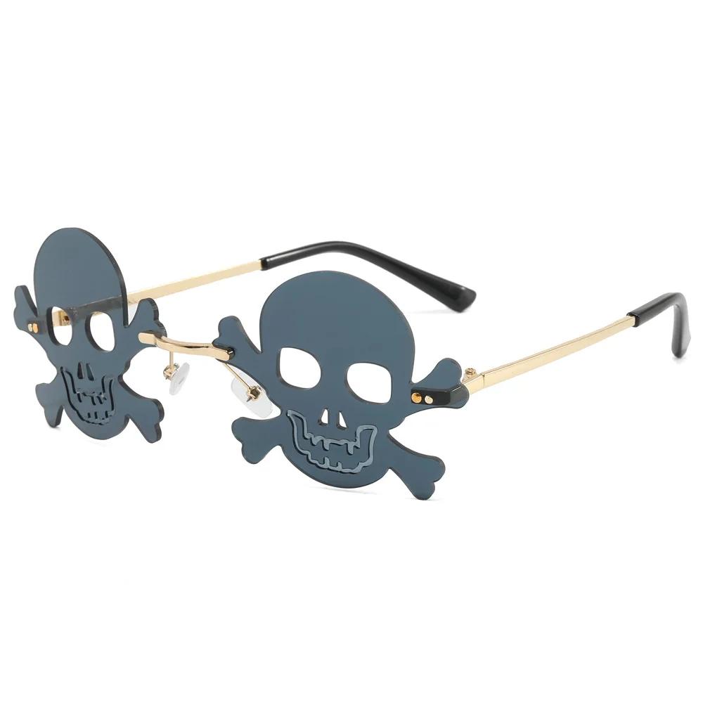 Trendy Pumpkin Glasses Retro Rimless Sunglasses for Women Men Vintage Oval Cutout Funny Halloween Party Glasses