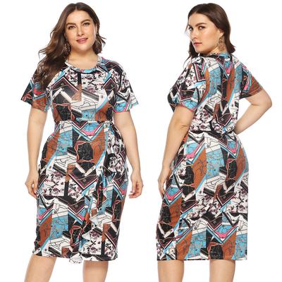 Womens Short Sleeve Bow Knot Bandage Top Sunflower Print Mini Dress Suits T-Shirt Front Tie Print Smock Swing Dress Suits