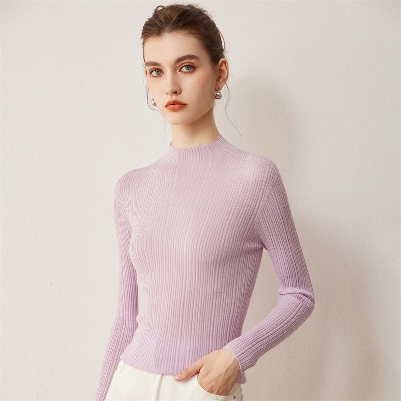 2026 Le Ka Sha Women's Autumn/Winter Wool Sweater Half-High Neck Pullover Base Layer