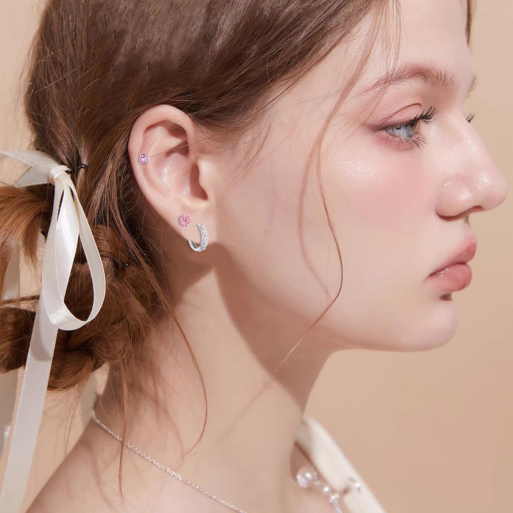 LOYALLOOK 10 Paar Ohrringe für Beliebte Kugel Chirurgischer Edelstahl Helix Ohrringe Frauen, Ohrringe, Einschraub-Ohrringe, Hypoallergen, Schmetterling,