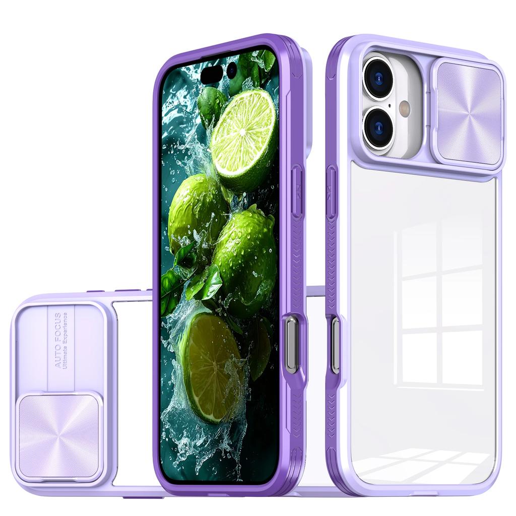 Luxury Crystal Clear Slide Camera Protection Case for IPhone 16 Pro Max 15 14 13 Plus Mini Acrylic Hard Transparent Back Cover